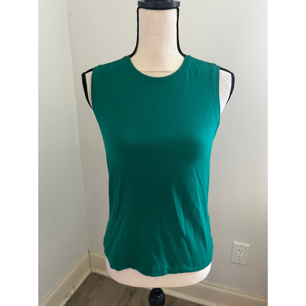 Banana Republic Timeless Shirt XS Green Sleeveless Jewel Tone Minimalist‎ Basic